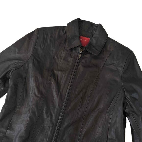 NWT Gianna Lorenzi Italy Leather Jacket L Large Full Zip Biker Black - Picture 2 of 5
